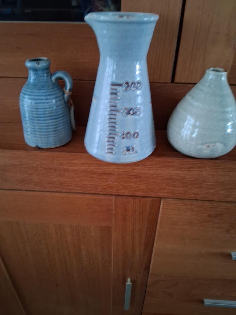 3 Vaasjes samen, Ophalen, Zo goed als nieuw, Aardewerk of Porselein, Minder dan 50 cm
