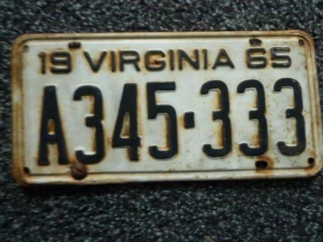 Kentekenplaat licenseplate Virginia 1965 USA, Verzenden, Gebruikt, Auto's
