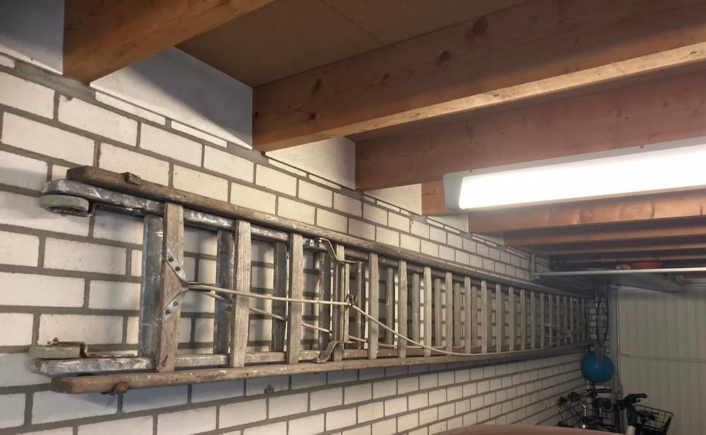 Houten optrekladder 2x24 sporten, Ophalen, Opvouwbaar of Inschuifbaar