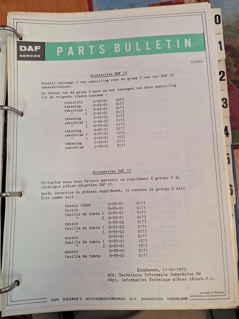 DAF 33 Onderdelen boek, Auto diversen, Handleidingen en Instructieboekjes, Ophalen of Verzenden
