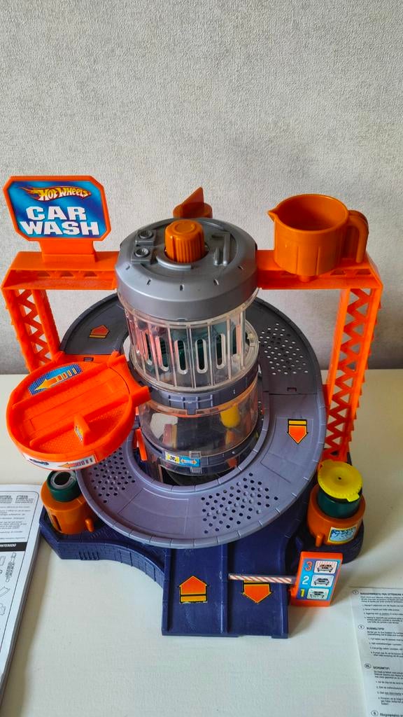 Hot Wheels City wasstraat/carwash met gebruiksaanwijzing, Racebaan, Ophalen of Verzenden, Zo goed als nieuw, Hot Wheels
