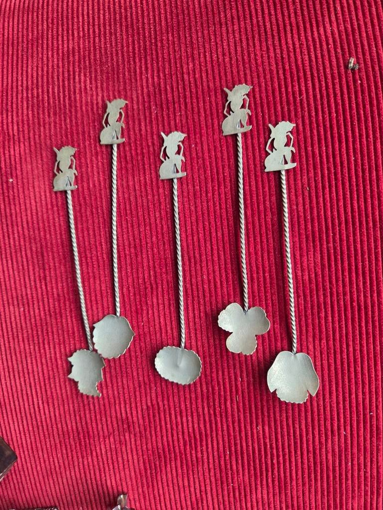 Djokja zilveren ijs- of longdrink lepels, Antiek en Kunst, Ophalen of Verzenden