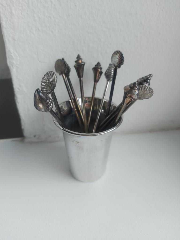 Shell schelpen set gebaksvorkjes en lepeltjes, Antiek en Kunst, Ophalen of Verzenden