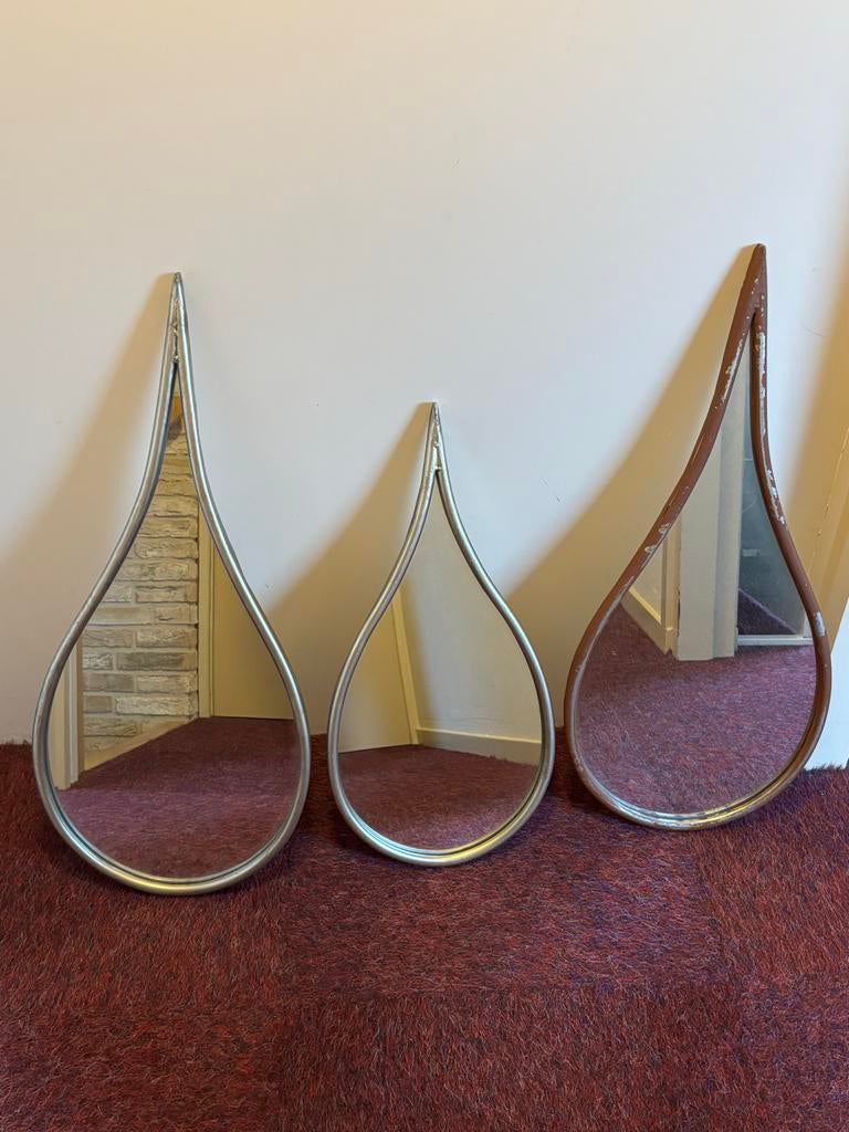Spiegel, 3 druppel spiegels., Ophalen, Minder dan 50 cm, Gebruikt, Minder dan 100 cm
