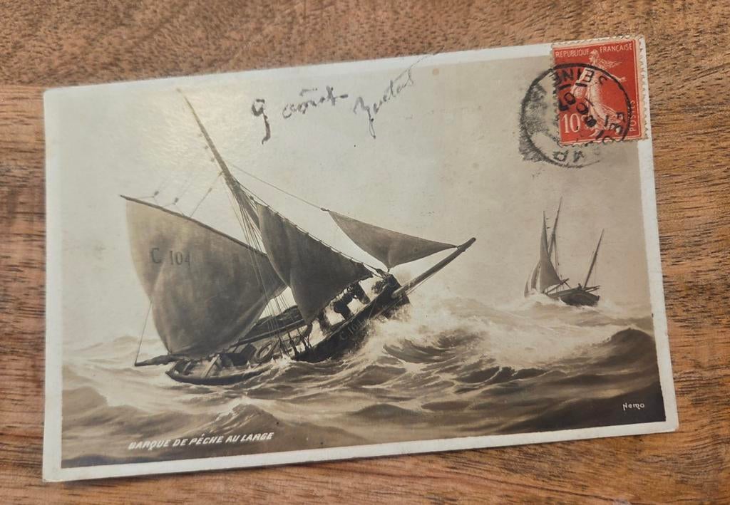 Visboot op volle zee - Nemo, Verzenden, Voor 1920, Gelopen, Overige thema's