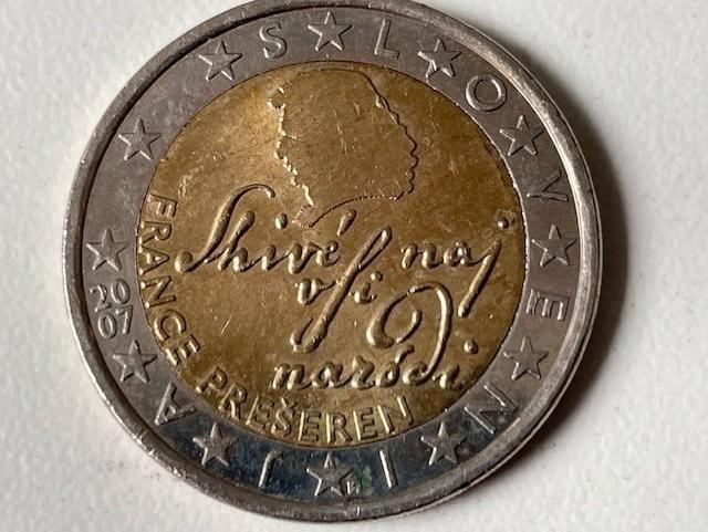 Zeldzame 2 euro munt Slovenië, France Prešeren, Ophalen of Verzenden, Slovenië, 2 euro