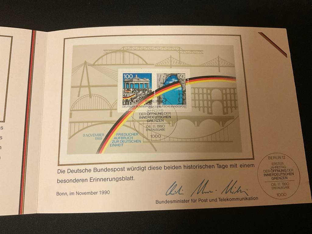 Duitse Bundespost Herdenkingsblad - Duitse Eenheid, Ophalen of Verzenden, Na 1940, Gestempeld