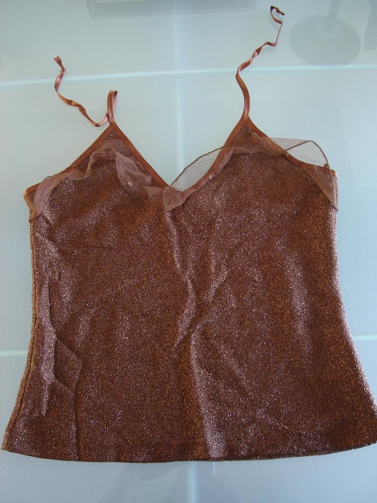 Bruin glittertopje, Maat 38/40 (M), Bruin, Ophalen of Verzenden, Zo goed als nieuw