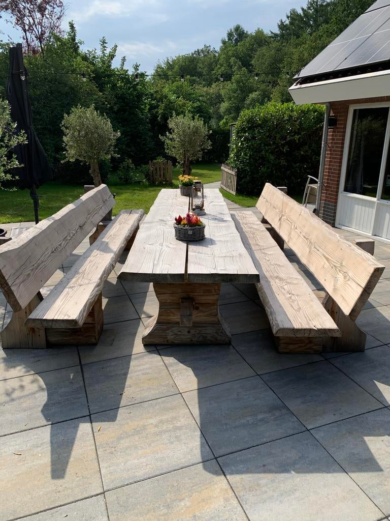 Robuuste Picknicktafel - 4 Meter Lang, Tuin en Terras, Picknicktafels, Gebruikt, Rechthoekig, Hout, Ophalen of Verzenden
