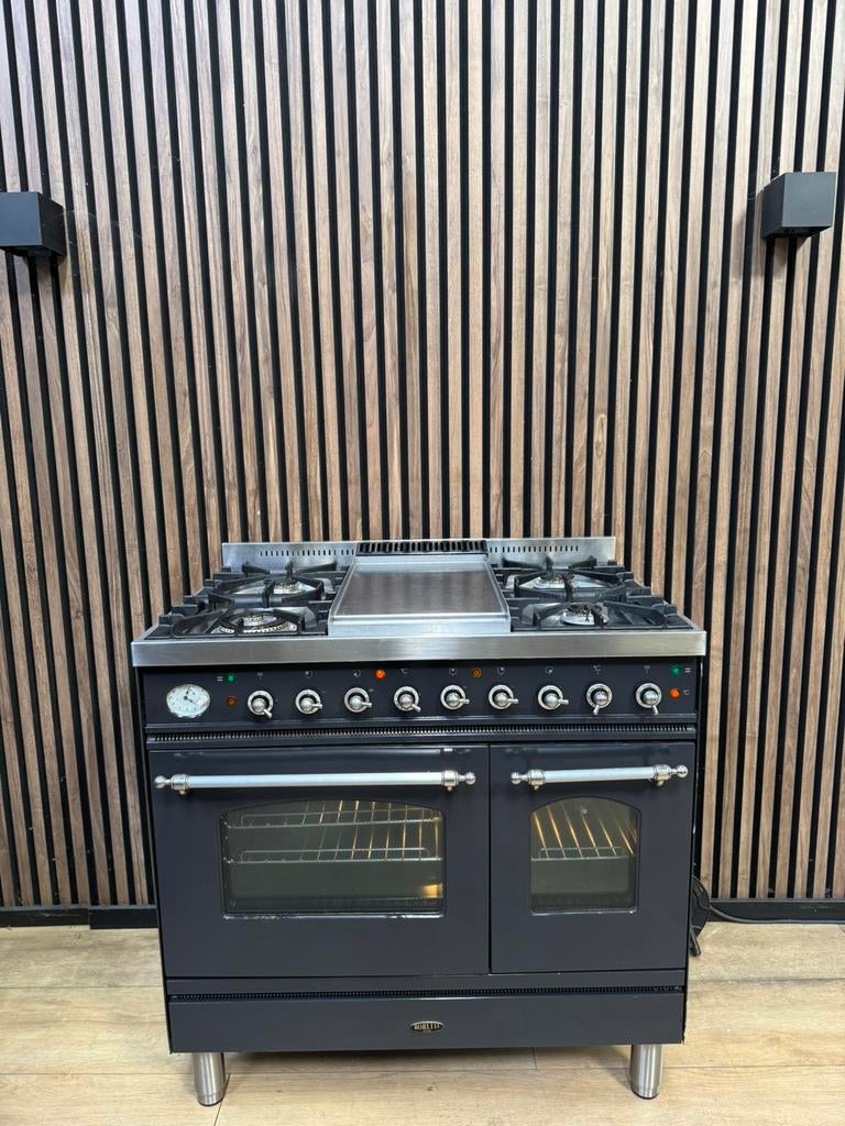 Nette staat Antraciet Boretti Fornuis 90cm (Gratis bezorgen), 5258sh, Ophalen of Verzenden, Zo goed als nieuw, Energieklasse A of zuiniger