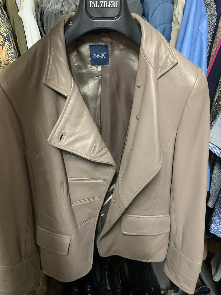 Mark van der Leather Blazer – Zacht Taupe Leer – Maat 38/40, Ophalen of Verzenden, Zo goed als nieuw, Maat 38/40 (M), Beige