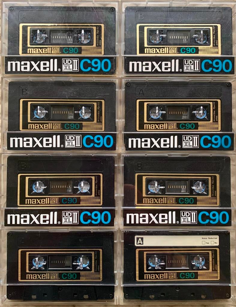 8x Maxell UDXLII-C90 cassettebanden UDXLIIC90 UDXLII C90 90, Gebruikt, 2 t/m 25 bandjes, Ophalen of Verzenden, Voorbespeeld