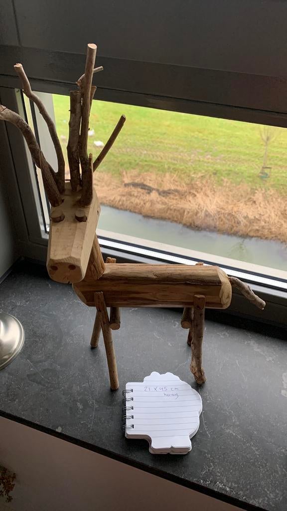 Houten handgemaakt hert, Huis en Inrichting, Woonaccessoires | Overige, Ophalen, Zo goed als nieuw