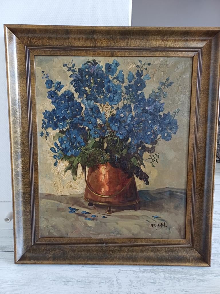 Bloemenstilleven in lijst, Ophalen