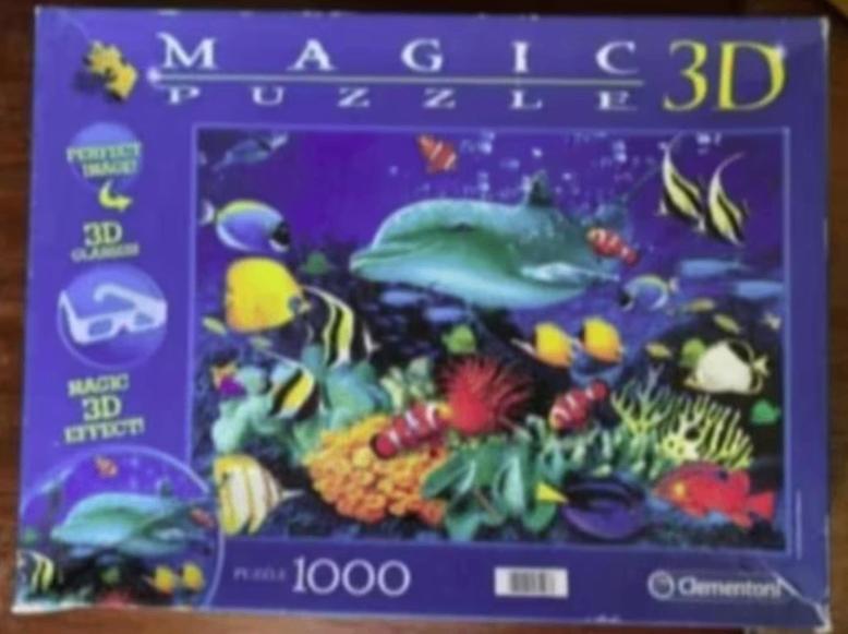 Clementoni magic 3D puzzel; Dolphin Reef, dolfijnen; 1000, Ophalen of Verzenden, 500 t/m 1500 stukjes, Zo goed als nieuw, Legpuzzel