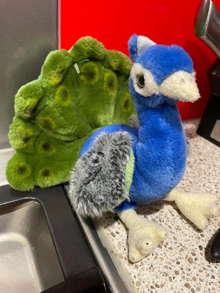 Blauwe Pluche Pauw Knuffel, Ophalen of Verzenden, Zo goed als nieuw, Overige typen