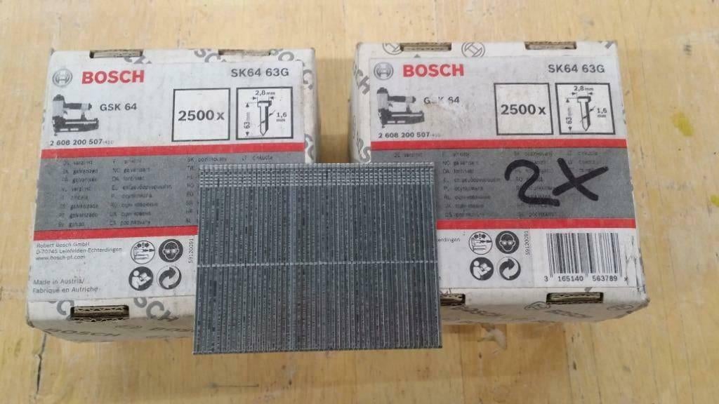 Partij diverse nieuwe Bosch nagels voor tacker, Ophalen of Verzenden, Nieuw, 50 tot 100 mm, Spijkers