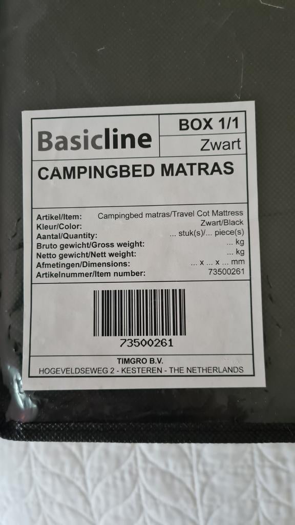 Campingbedmatrasje Basicline, Ophalen, Reisbedje