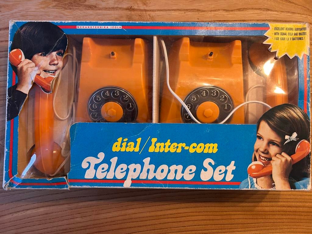 Vintage oranje Dial Intercom telephone set, Ophalen of Verzenden, Zo goed als nieuw