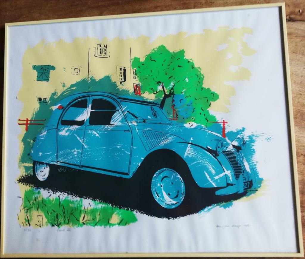 Mirjan Knip. 2 CV. '91. Sign & genummerd. 7/30. 60/50 cm., Antiek en Kunst, Kunst | Litho's en Zeefdrukken, Ophalen