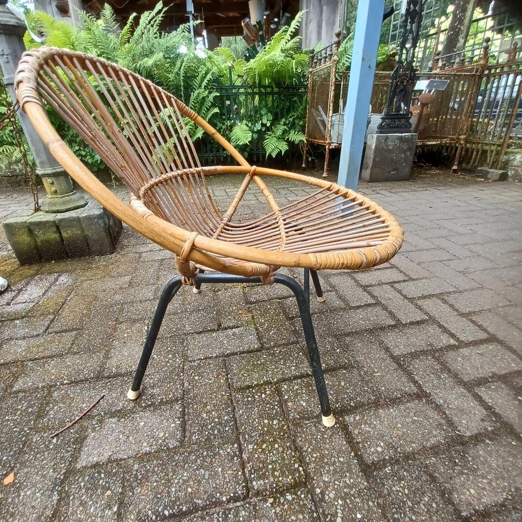 Rotan Frans stoeltje/stoel/fifties stoel, Antiek en Kunst, Curiosa en Brocante, Ophalen