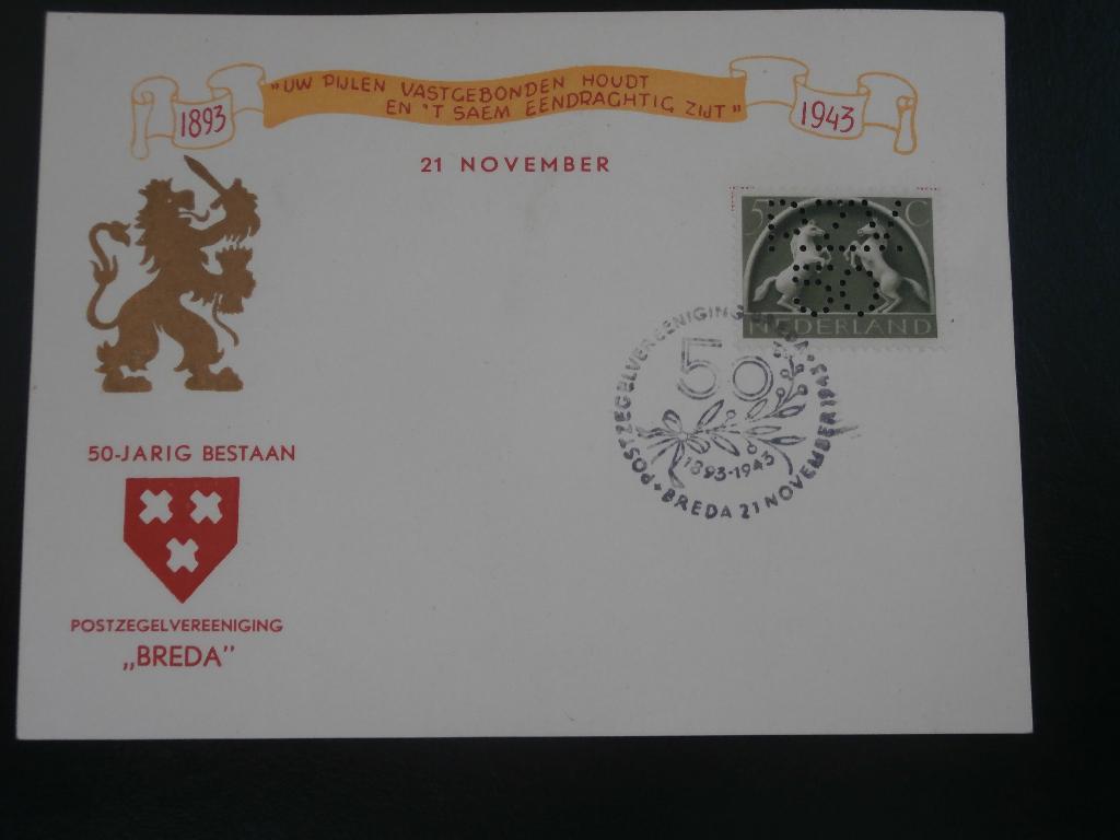 NL 1943; BRIEFKAART MET GEPERFOREERDE ZEGEL LEES, Verzenden, Briefkaart
