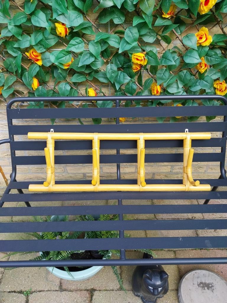 Vintage bamboe kapstok met 3 haken, Gebruikt, Minder dan 100 cm, Hout, Ophalen