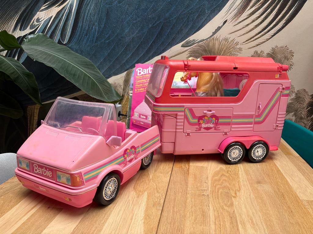Mattel Barbie Horse Trailer incl paard 1993, Ophalen of Verzenden, Gebruikt, Barbie