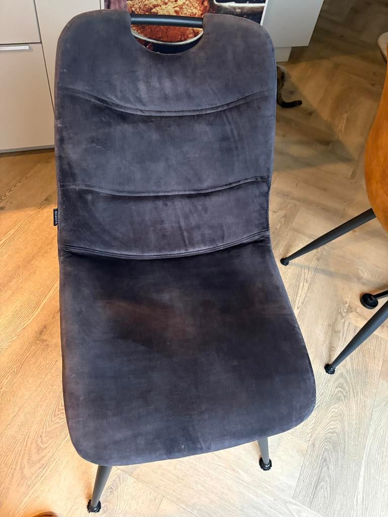 5 eetkamerstoelen velvet MX SOFA, Huis en Inrichting, Complete eetkamers, Zo goed als nieuw, 4 tot 6 stoelen, Ophalen