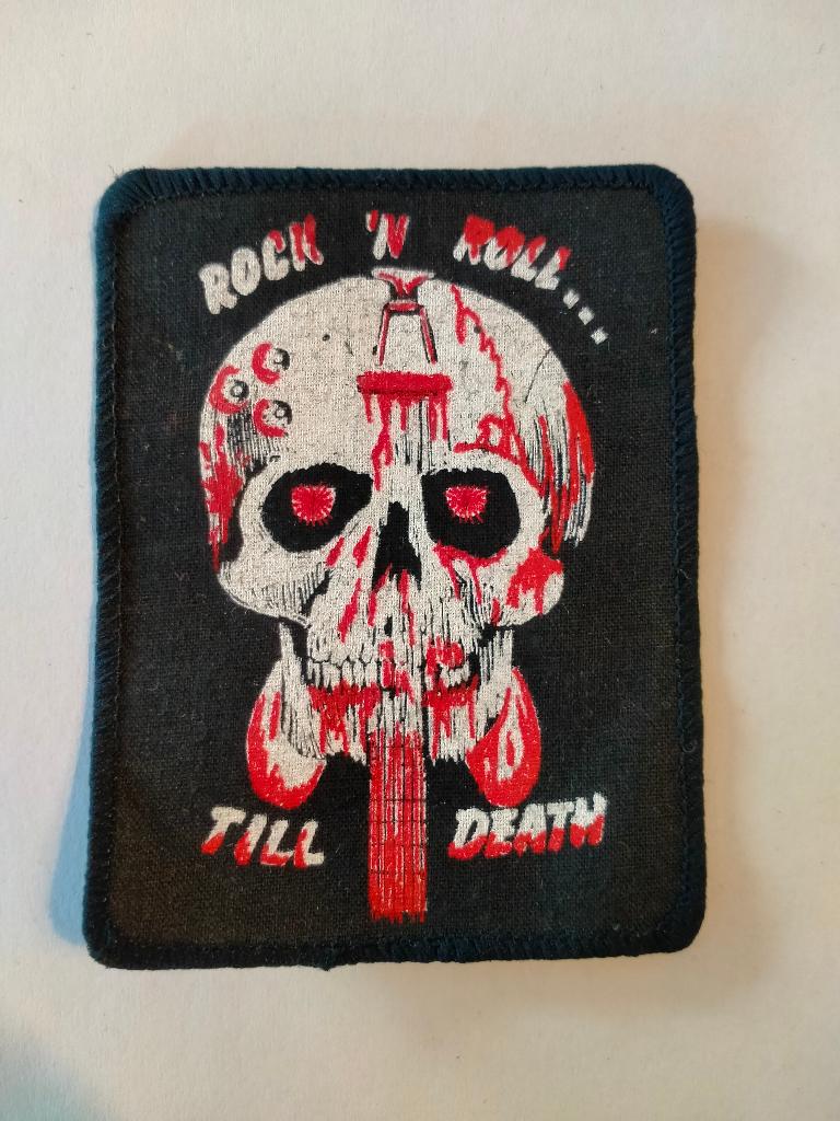 Rock n Roll till death vintage muziek hardrock kleding patch, Ophalen of Verzenden, Zo goed als nieuw, Kleding