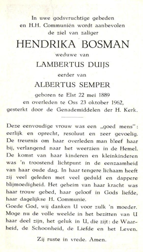 Bosman Hendrika Elst 1889-1962 Oss, Verzamelen, Ophalen of Verzenden