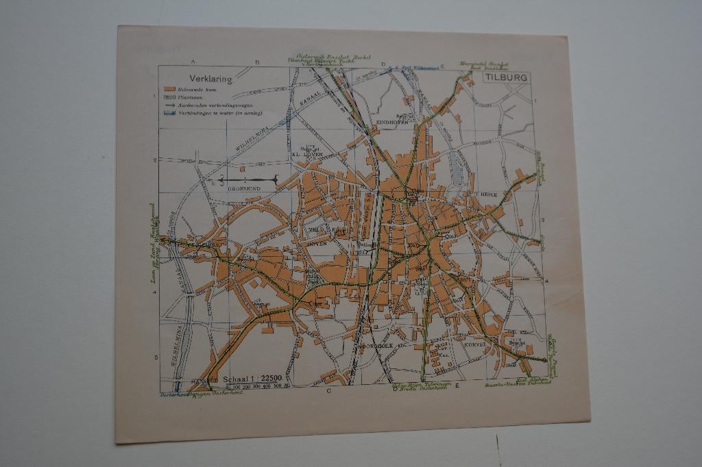 TILBURG PLATTEGROND CHROMOLITHO ANWB 1901-1920 E67, Gelezen, ANWB, Verzenden, Landkaart