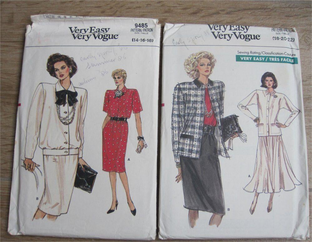 Vogue kledingpatronen - jaren '80 - vintage, Ophalen of Verzenden, Nieuw, Vrouw, Overige merken