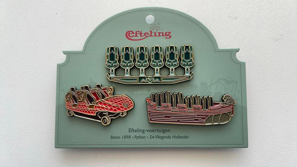 Efteling Voertuigen set Achtbanen op kaartje EPP 473/774/475, Ophalen of Verzenden, Nieuw, Button of Speldje