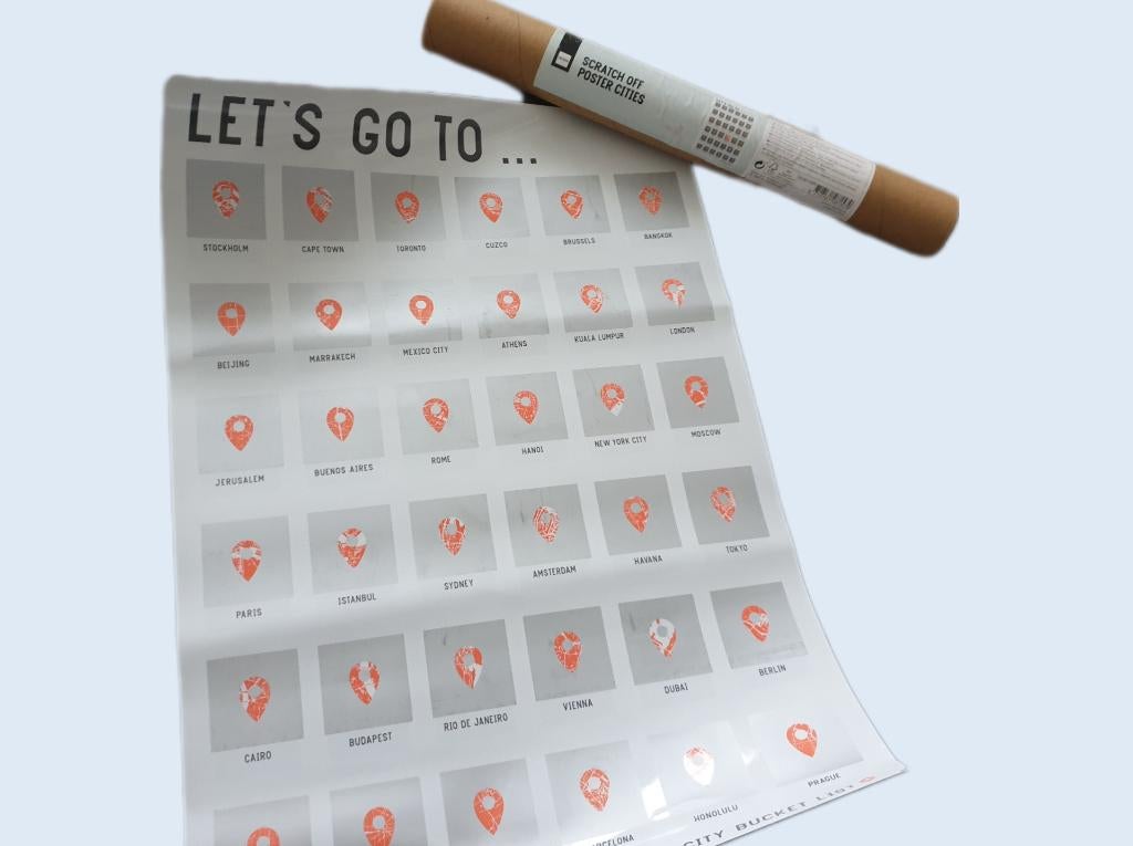 HEMA Scratch Off Poster Citties Bucket List *nieuw* ~ NK6901, Rechthoekig Staand, Nieuw, Ophalen of Verzenden, A1 t/m A3