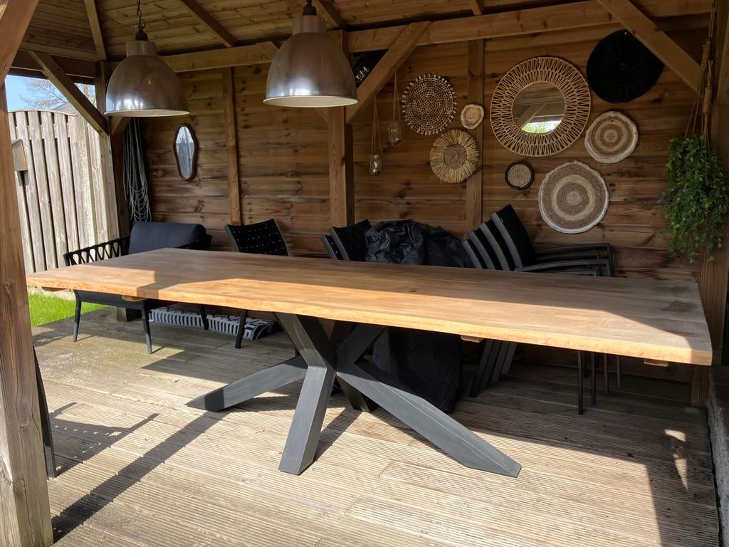 Tuintafel 300x100 cm met spinpoot, Ophalen, Zo goed als nieuw, Rechthoekig