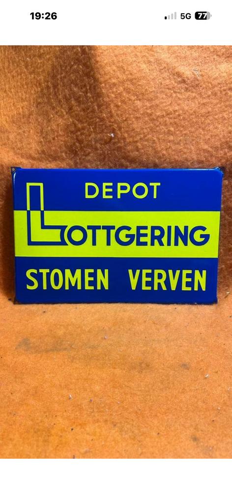 Zeer mooi Emaille bord van Lottgering stomen verven depot, Reclamebord, Rink, Tge, Ophalen of Verzenden