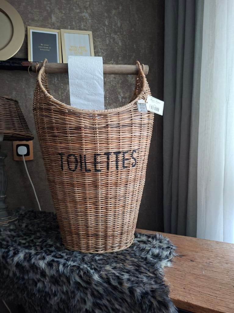 Riviera Maison Rustic Rattan Toilettes Mand, Huis en Inrichting, Woonaccessoires | Overige, Ophalen, Beige, Overige materialen