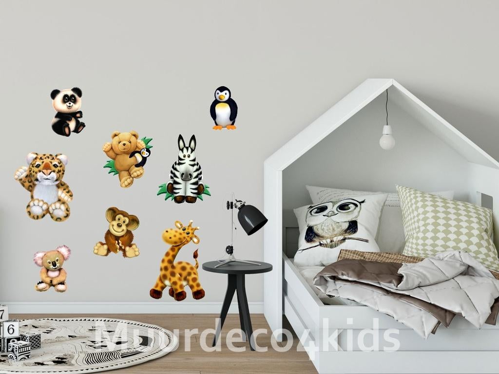 Jungle muurstickers Knuffeldieren set I, Aap, Panda, Zebra, Overige merken, Overige typen, Nieuw, Middelgroot (20 tot 80 cm)