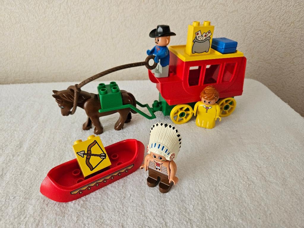Lego Duplo 2431-2433 postkoets, Indiaan uit 1998, zie foto's, Compleet, Overige thema's, Ophalen of Verzenden, Zo goed als nieuw
