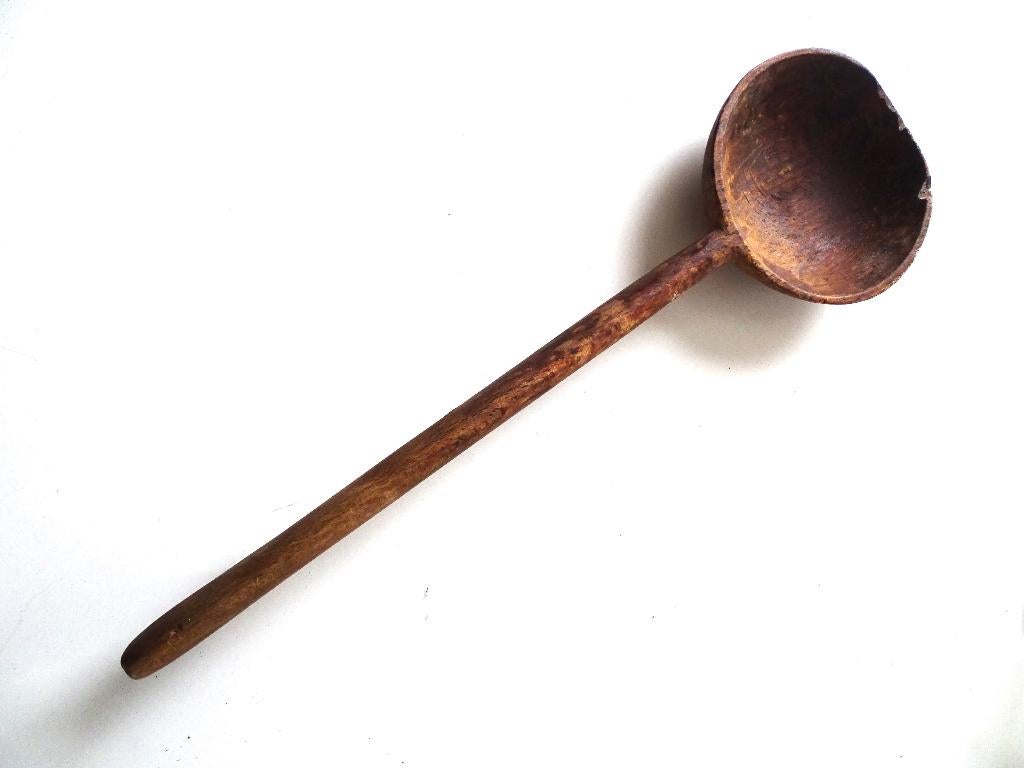 Grote oude Lepel Antiek Houtsnijwerk, Antiek en Kunst, Antiek | Keukenbenodigdheden, Ophalen of Verzenden