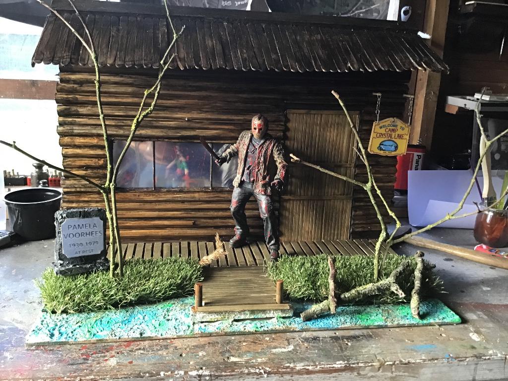 Diorama friday the 13th door mij gemaakt., Verzamelen, Ophalen of Verzenden, Nieuw, Film, Beeldje, Replica of Model