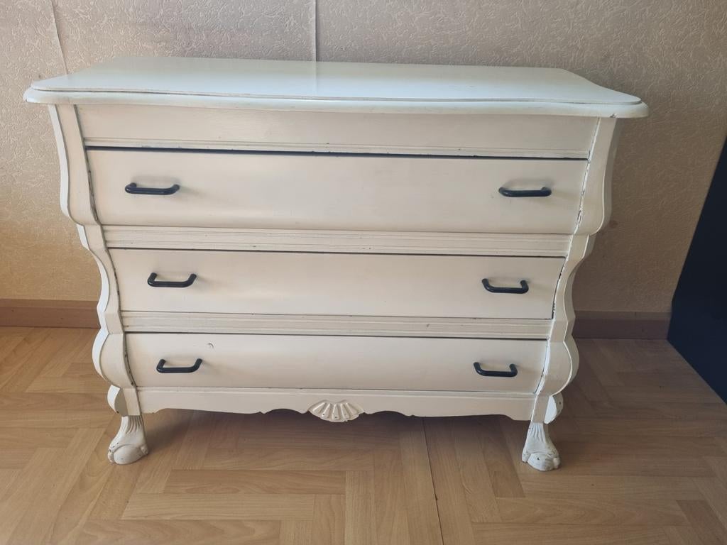 Vintage wit buikkastje met 3 lades kast ophalen Oosterhout, Ophalen, 25 tot 50 cm, 50 tot 100 cm, Minder dan 100 cm
