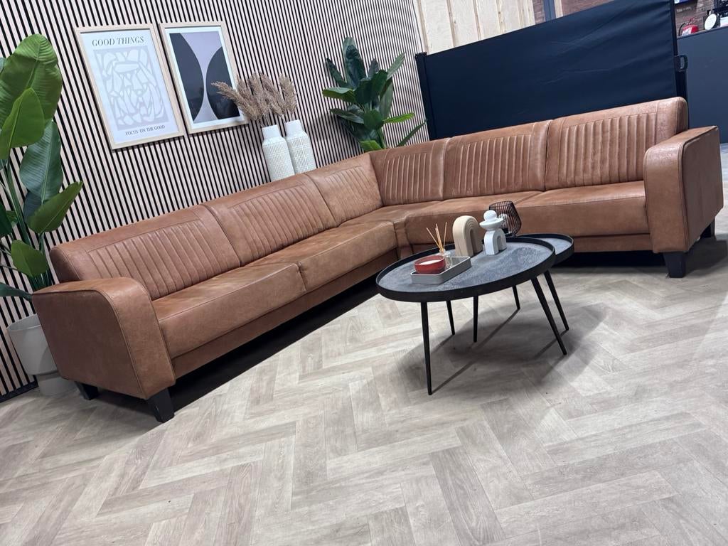 ZGAN Hoekbank Mills Microleer - Cognac - 290 x 260