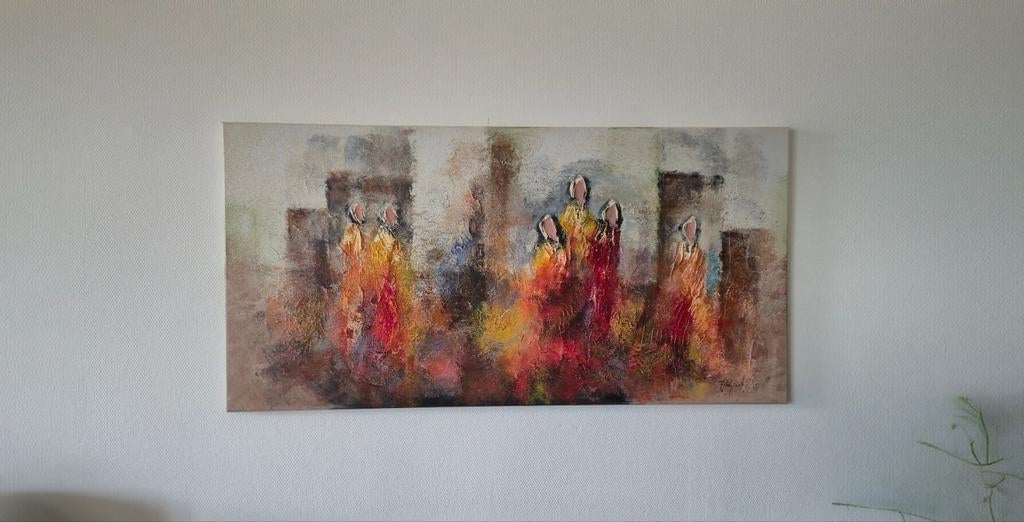 Olieverf schilderij van Jochem de Graaf - Abstracte figuren, Ophalen