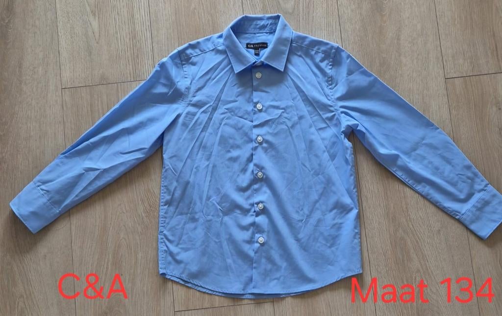 C&A Hemd Jongens Maat 134 Lichtblauw, Kinderen en Baby's, Kinderkleding | Maat 134, C&A, Overhemd of Blouse, Ophalen of Verzenden