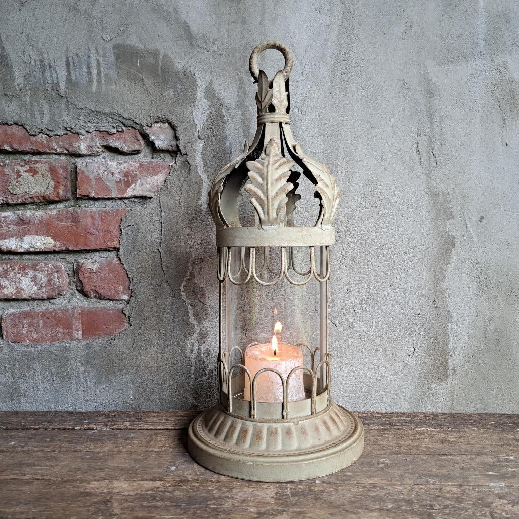 Landelijke metalen lantaarn windlicht hoogte 47cm *Etage3*, ., Ophalen of Verzenden, Zo goed als nieuw, .