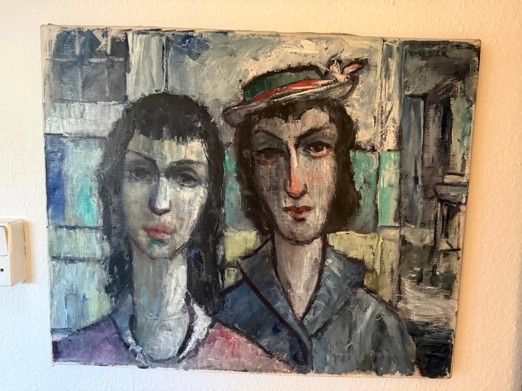 Modern doek. Vlot geschilderd. Van Eck. Schade, Ophalen of Verzenden