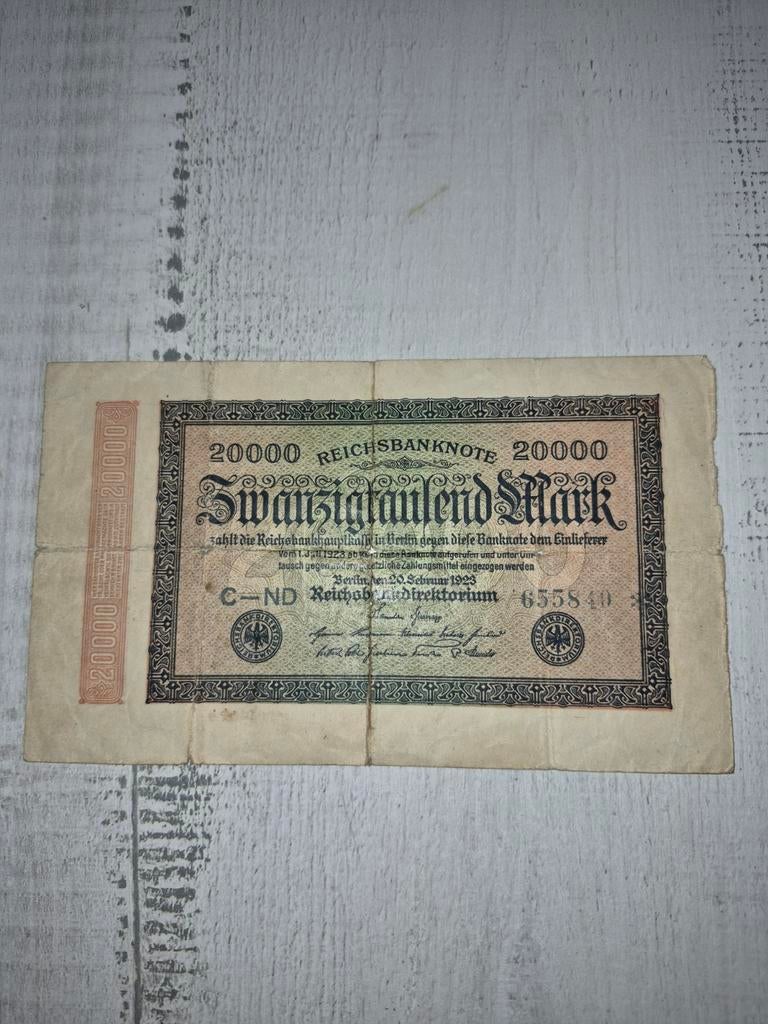 20000 Reichsbanknote Duitsland 1923, Postzegels en Munten, Bankbiljetten | Europa | Niet-Eurobiljetten, Ophalen of Verzenden, Duitsland