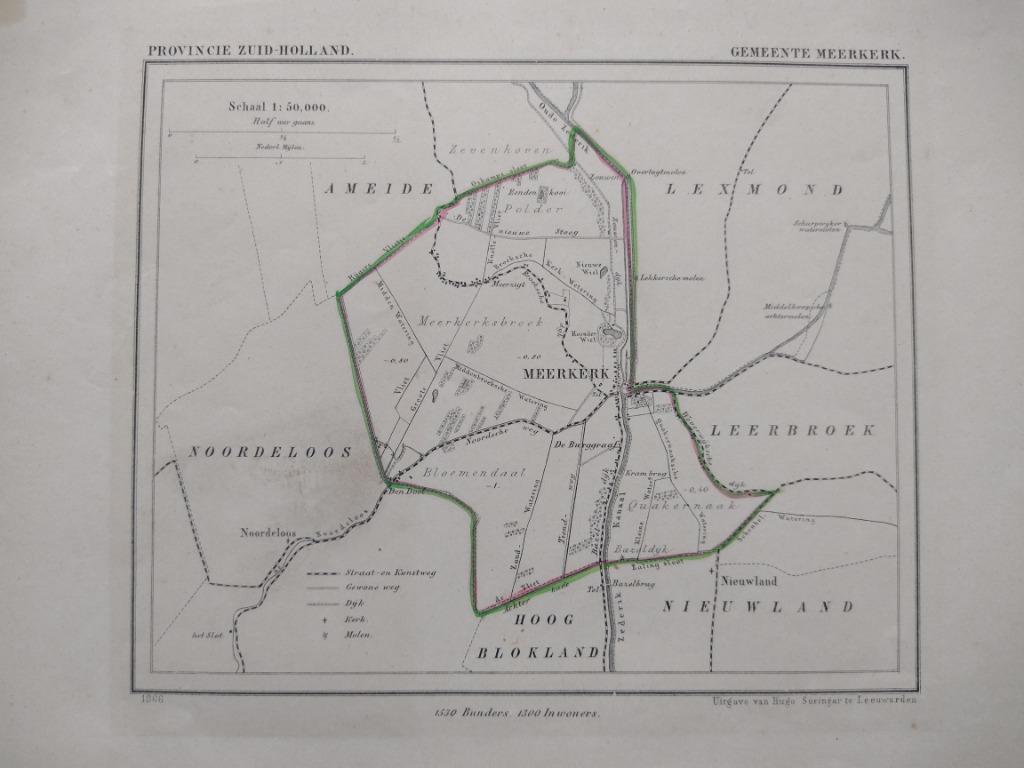 102 Meerkerk De Burggraaf Den Dool  Litho Kuyper 1867, Antiek en Kunst, Ophalen of Verzenden